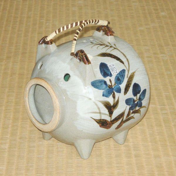 ぶたの蚊取り線香入れ（蚊遣り器）桔梗柄 : 器屋一信ヤフー店 - 通販