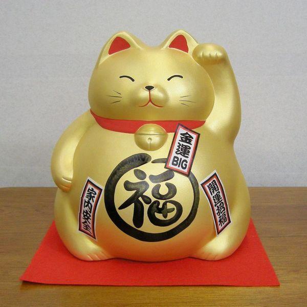 ジャンボ貯金箱 まる福招き猫（金） : 器屋一信ヤフー店 - 通販