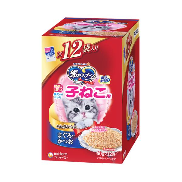 他サイト： 銀のスプーンパウチ　健康に育つ子猫用　まぐろかつお　６０ｇ×１２個/子猫　ウェットの商品画像