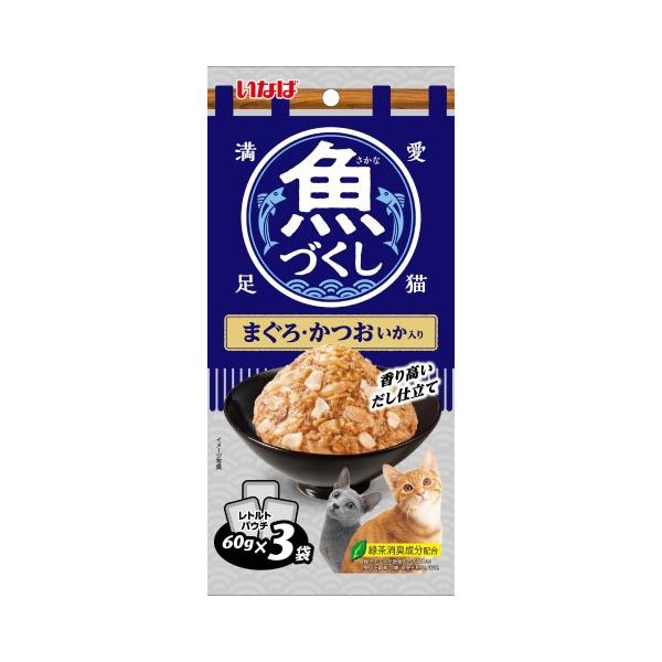 いなば　魚づくし　まぐろ・かつお　いか入り　６０ｇ３袋入/ペット　えさ
