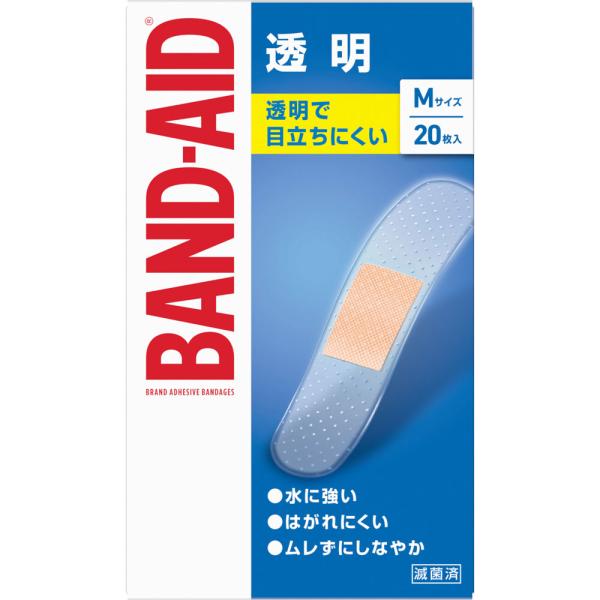 他サイト： バンドエイド 透明 Ｍサイズ ２０枚入/絆創膏　傷テープの商品画像