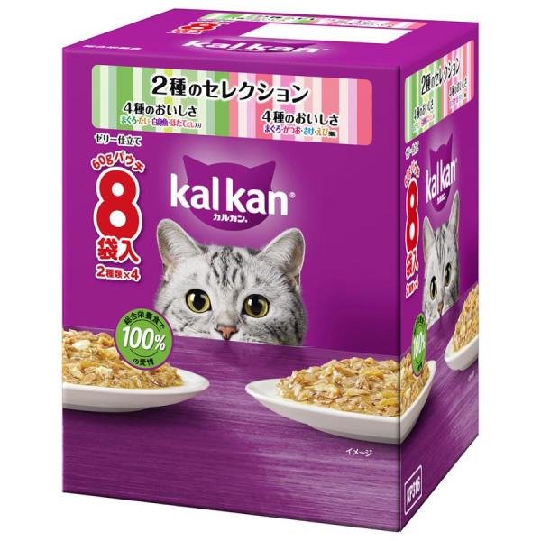 パウチ 2種のセレクション 4種のおいしさ まぐろ・たい・ 身魚・ほたてだし入り まぐろ・かつお・さけ・えび風味 /猫 ウェット