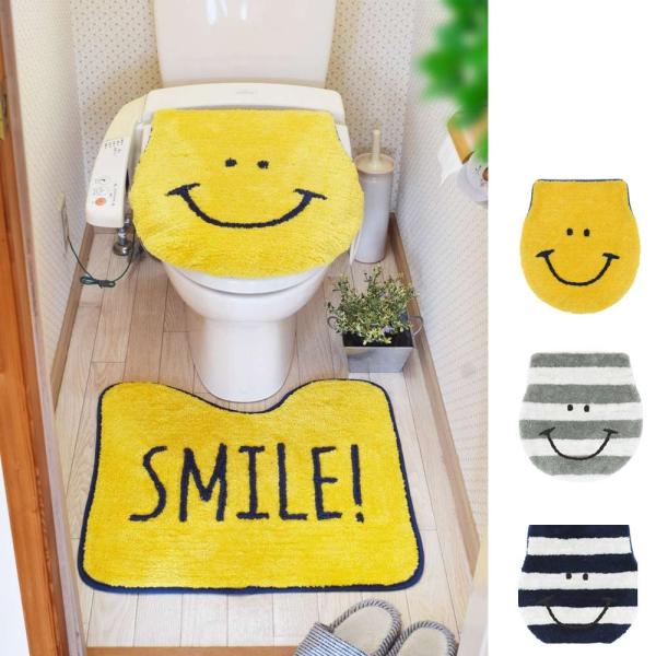 ホテルスライ♡toiletカバー トイレマット セット 2点 西海岸 スマイル トイレ ふたカバー