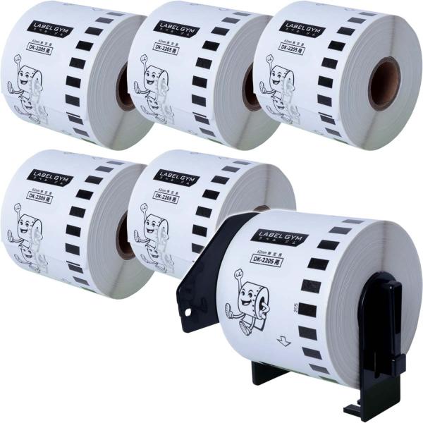 長尺紙テープ 大 62mm×30.48m DK-2205 5個セット ブラザー用 ピータッチ DKテープ (感熱紙) DK-2205 互換品 長尺紙テープ(大) 蛍光増白剤不使用 白 62mm×30.48m 5個セット ホルダー1個