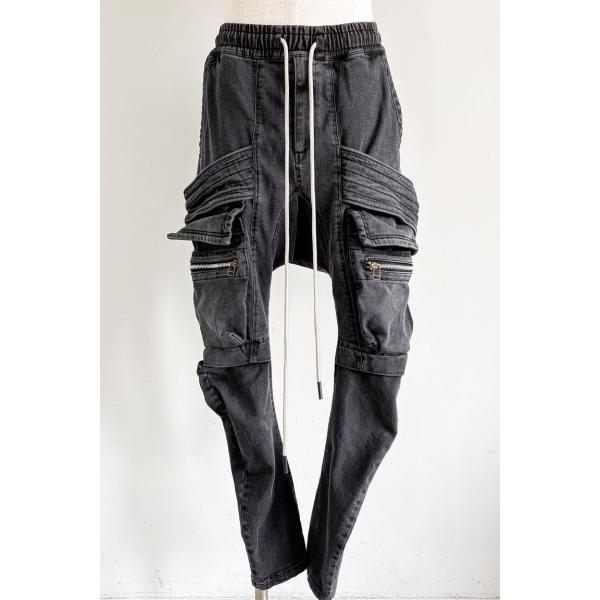 送料無料 ボトムス A.F ARTEFACTサルエルカーゴスキニーデニム