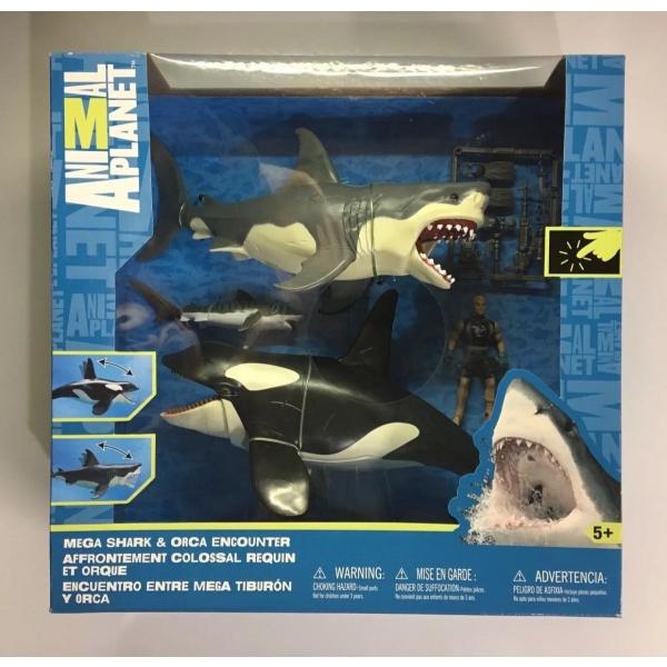 great white shark and killer whale playset