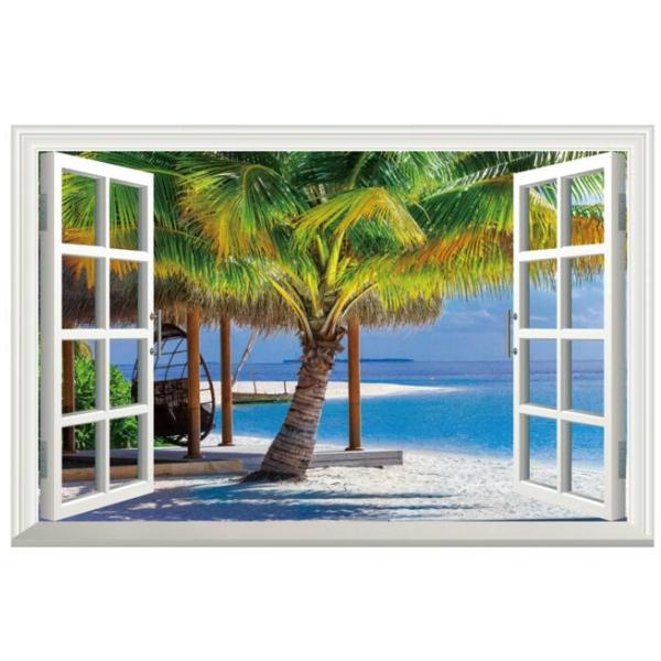 ウォールステッカー 窓 ビーチ 海 南国 ヤシの木 風景 おしゃれ シール お風呂 トイレ キッチン かわいい インテリア 青 ハワイ グアム 植物 サーフ Vr Vr Value Deco Park 通販 Yahoo ショッピング