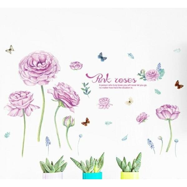 ウォールステッカー 花 薔薇 北欧風 キッチン 蝶 トイレ 植物 英字 壁シール フラワー 壁紙 おしゃれ 北欧 文字 英文 カフェ モダン ピンク Cafe風 葉 Vr Vr Value Deco Park 通販 Yahoo ショッピング