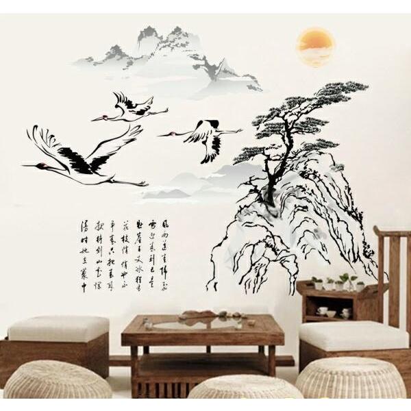 ウォールステッカー おしゃれ 植物 ウォールシール 和柄 和風 和室 木 鶴 風景 シール 壁紙 北欧 池 和調 漢字 漢詩 水墨画 風流 山 レトロ 背景 玄関 Vr Vr Value Deco Park 通販 Yahoo ショッピング