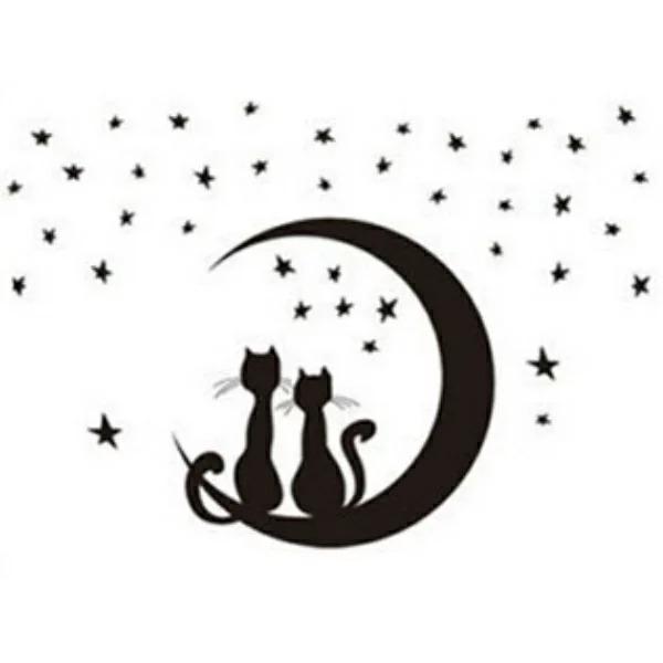 ウォールステッカー 動物 猫 おしゃれ 黒猫 ねこ モノトーン ネコ 英字 キャット 星 宇宙 かわいい アニマル キュート インテリアステッカー 星 Vr Vr Value Deco Park 通販 Yahoo ショッピング