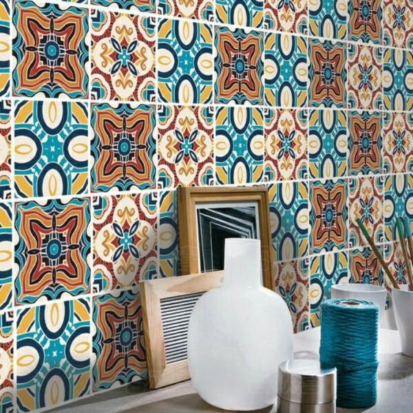 タイルシール リメイクシート おしゃれ 北欧 キッチン 扉 タイルステッカー 壁紙 スパニッシュ モザイク カフェ モダン 花柄 洗面所 トイレ 台所 Vr Vr Value Deco Park 通販 Yahoo ショッピング