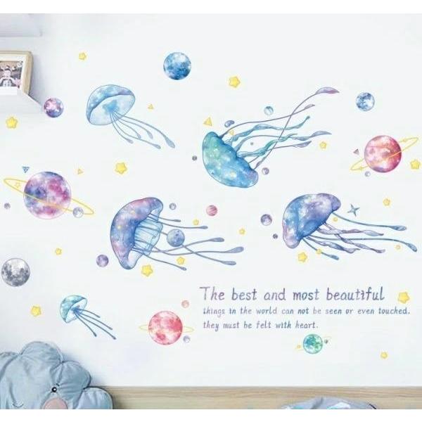 ウォールステッカー 子供部屋 宇宙 惑星 窓 海 男の子 女の子 クラゲ 子ども ステッカー トイレ 星 空 シール お風呂 スター ファンタジー 子ども部屋 vr02253
