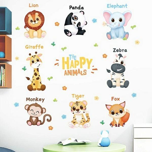 ウォールステッカー 動物 子供部屋 誕生日 おしゃれ かわいい 男の子 女の子 英語 知育 シール 壁紙 背景 子供 トイレ 窓 インテリア ステッカー 誕生日 Vr Vr Value Deco Park 通販 Yahoo ショッピング