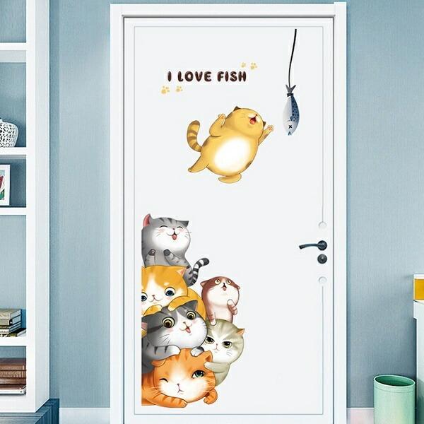 ウォールステッカー 動物 猫 おしゃれ ねこ ネコ 子供部屋 北欧 カフェ モダン 扉 ドア 魚 かわいい 可愛い ステッカー 壁紙 インテリア 雑貨 足跡 肉球 Vr Vr Value Deco Park 通販 Yahoo ショッピング