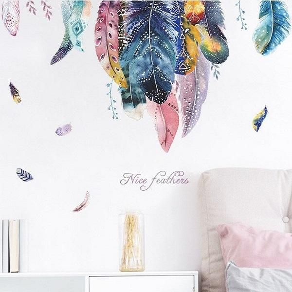 ウォールステッカー おしゃれ 羽根 羽 植物 花 木 南国 英字 英語 カフェ モダントロピカル 色が綺麗 アメリカン 大きな木 ネイティブ 玄関 カラフル Vr Vr Value Deco Park 通販 Yahoo ショッピング