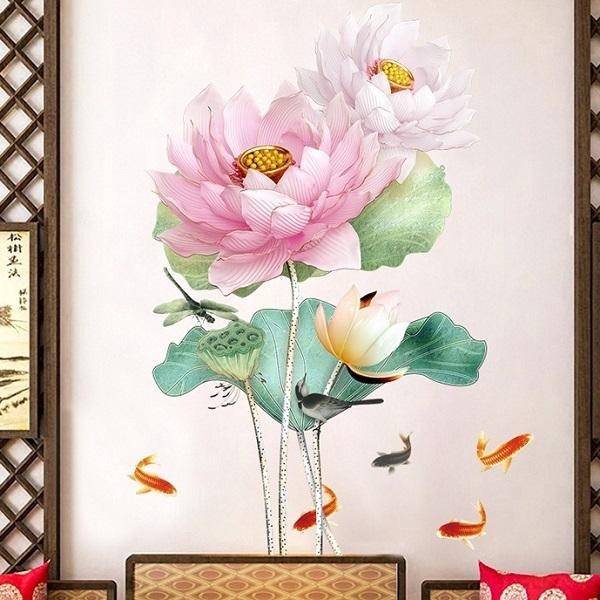 ウォールステッカー 植物 花 蓮 おしゃれ 和風 モダン インテリア シール 壁紙 花見 北欧 カフェ 和室 葉 窓 花びら 森 玄関 和柄 和洋 池 鯉 魚 トンボ Vr Vr Value Deco Park 通販