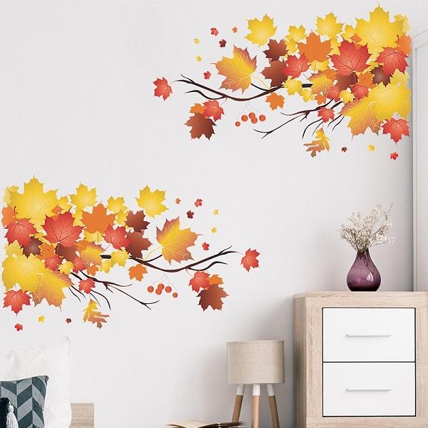 ウォールステッカー 花 紅葉 植物 秋 北欧 おしゃれ モダン カフェ シンプル シール 壁紙 落ち葉 もみじ 枯れ葉 つた 和調 キッチン トイレ 台所 洗面所 vr02712