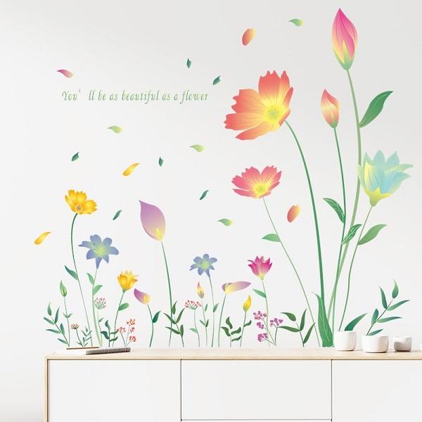 ウォールステッカー 花 植物 おしゃれ 北欧 コスモス 秋桜 インテリア かわいい カフェ 玄関 階段 cafe モダン シンプル 葉 森 高級感 リビング 自然 vr02903