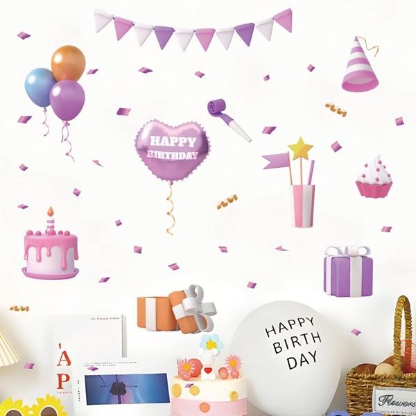 ウォールステッカー 誕生日 かわいい 子供部屋 ケーキ おしゃれ はがせる 旗 こども 賃貸 星 風船 文字 プレゼント バースデイ パーティー お祝い ダイニング