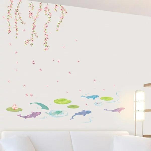 ウォールステッカー 花 魚 桜 おしゃれ 植物 和柄 ウォールシール アイビー 池 ツリー フラワー 和室 黄緑 綺麗 かわいい キッチン 葉 枝 和風 Vr0661 Vr0661 Value Deco Park 通販 Yahoo ショッピング
