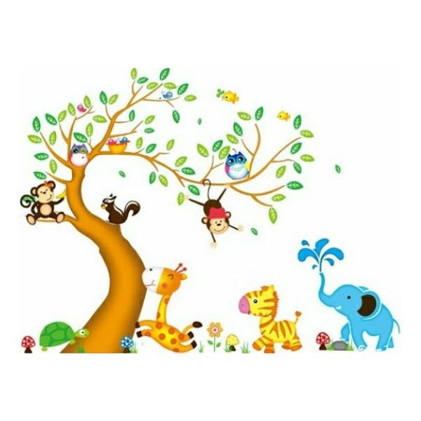 ウォールステッカー 木 子供部屋 動物 花 植物 2枚入り ステッカー 女の子 男の子 ツリー 大きな木 風景 シール 身長計 壁紙 かわいい 英語 子供 キリン Vr0679 Vr0679 Value Deco Park 通販 Yahoo ショッピング