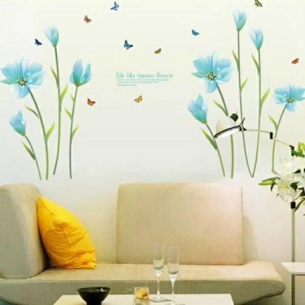 ウォールステッカー 花 おしゃれ 蝶 植物 綺麗な花 森 木 英文字 シール カフェ モダン ウォールシール 水色 青色 葉 和室 花びら キッチン トイレ Vr0715 Vr0715 Value Deco Park 通販 Yahoo ショッピング