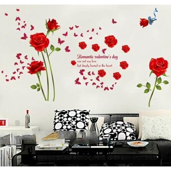 ウォールステッカー 花 薔薇 蝶 トイレ 植物 英字 壁シール フ 壁紙 おしゃれ 北欧 文字 英文 キッチン カフェ モダン 赤 Red 色 葉 チョウ ちょうちょ Vr0981 Vr0981 Value Deco Park 通販 Yahoo ショッピング