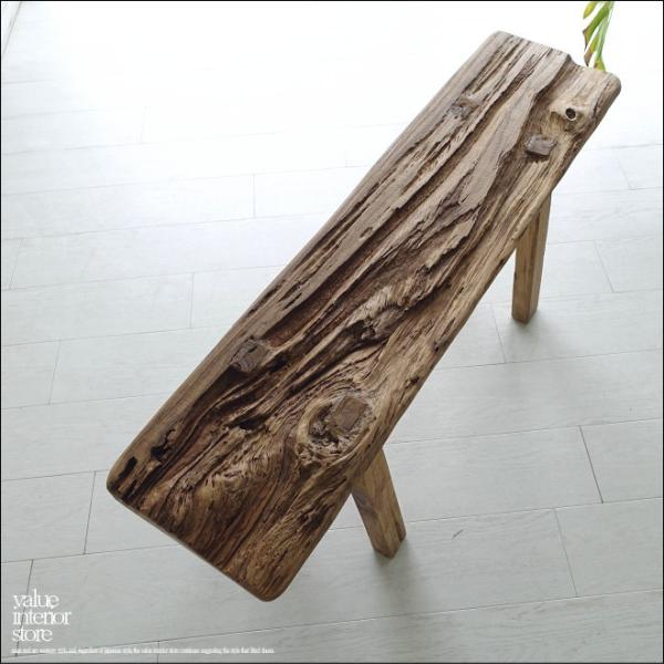 オールドチーク無垢材 プリミティブベンチK01 スツール 長椅子 古材