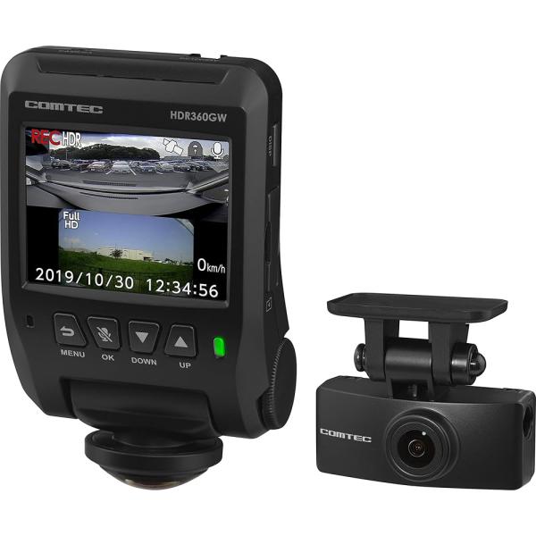 他サイト： コムテック ドライブレコーダー HDR360GW 360度+リヤカメラ 3年保証 日本製 駐車監視機能 ノイズ対応 夜間補正 2万円補償 GPS 32GBカード付 12/24V対応 COMTECの商品画像