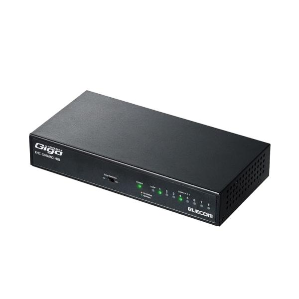 他サイト： エレコム スイッチングハブ ギガビット 8ポート 金属筐体 マグネット付 電源内蔵 ブラック EHC-G08MN2-HJBの商品画像