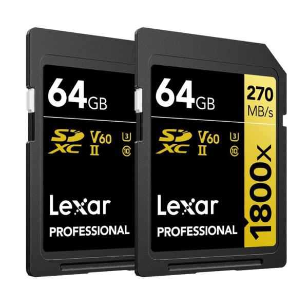 Lexar Professional 1800x SDXC UHS-II Card Gold Series, 64GB - (2