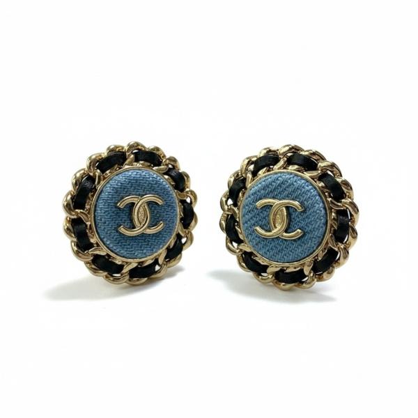 美品 シャネルCHANELココマーク ピアス B25V 片耳 c4 CHANEL シャネル B25 P 2025年 ココマーク デニム素材 ピアス