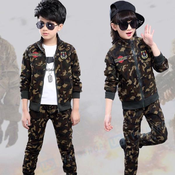 迷彩 2点セット かっこいい 子供服 男の子 春秋 人気ブランド多数対象 カジュアル おしゃれ 運動 シンプル セットアップ