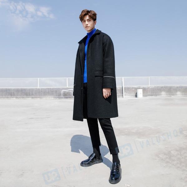 冬 韓国風 コート メンズ 純色 オシャレ 長いスタイル 送料無料限定セール中 カジュアルな シンプル 2色