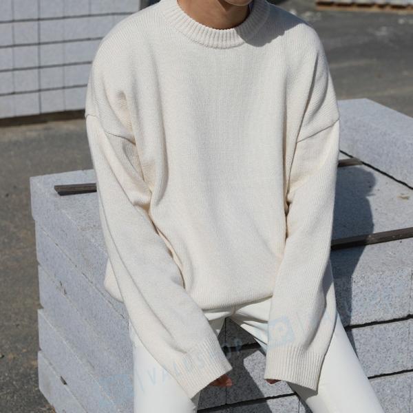 日系 秋冬 セーター メンズ 新作 オシャレ 純色 シンプル 春の新作 韓国風 ニット 丸首 ゆったり