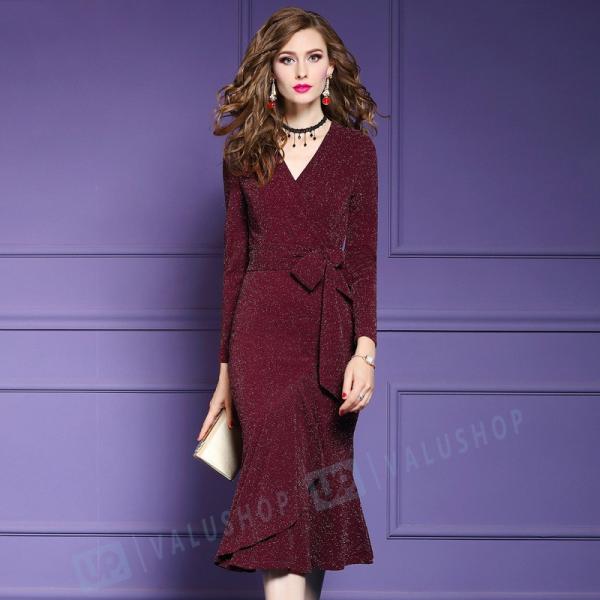 着痩せ 秋冬 ｖネック レディース ワンピース 長袖 上品 大人 オシャレ 結婚式 Mettleprojects Com Au