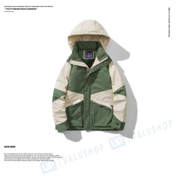 綿服 冬 高級品 カジュアル コート 上着 メンズ フード付き ゆったり 若者 韓国風 紳士服 グリーン
