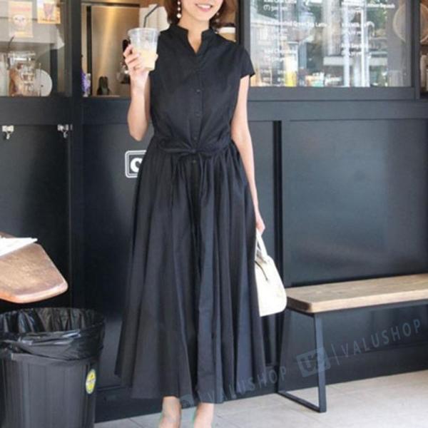 日本メーカー新品 夏 新品 シンプル ワンピース レディース 普段着 定番 ブラック カジュアル 通勤