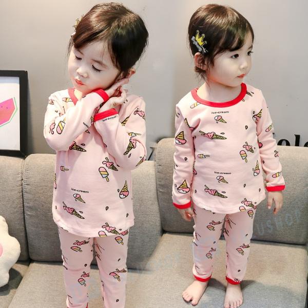 キッズ 子供服 2点セット パジャマ 春 秋 ルームウェア かわいい カジュアル ピンク 即出荷 女の子 おしゃれ