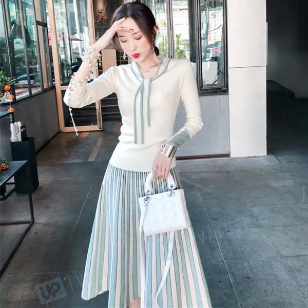 ニットアンサンブル レディース ヤットアップ ブラウス 長袖 膝丈 タイト 秋冬 おしゃれ Adrianogianini Com Br