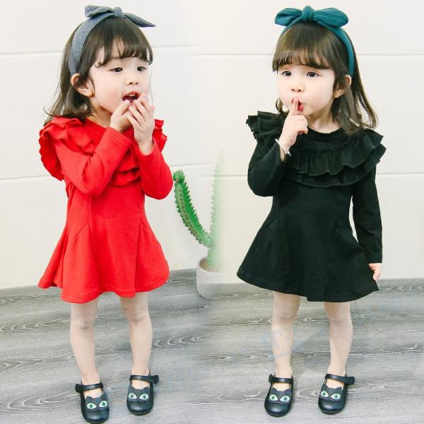 おしゃれ ワンピース 韓国子供服 カジュアル キッズ 女の子 秋 春 1cm 長袖 かわいい Sale開催中 110cm 100cm 80cm 90cm
