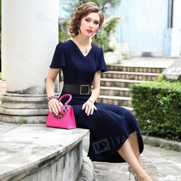 復古 夏 Vネック 着痩せ ワンピース 上品 ファッション通販 出会い 出かけ お呼び シンプル レディース