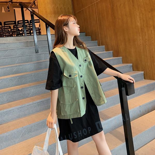 2点セット Tシャツ ベスト レディース 驚きの値段 香港風 秋 新作 カジュアル 韓国風 オシャレ