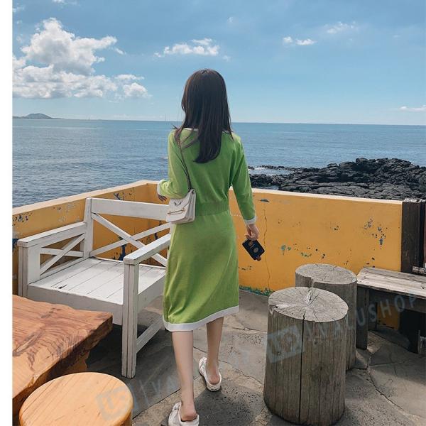 ワンピース 2色 レディース 高級品 着痩せ 韓国風 カジュアル オシャレ 長袖 シンプル 代30代