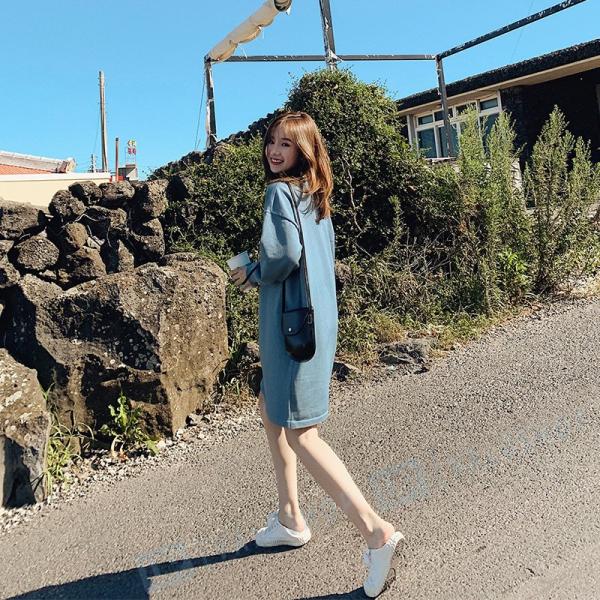 ゆったり 韓国風 レディース 現品 カジュアル 若者 ニットワンピース 代30代 新作 オシャレ 長袖