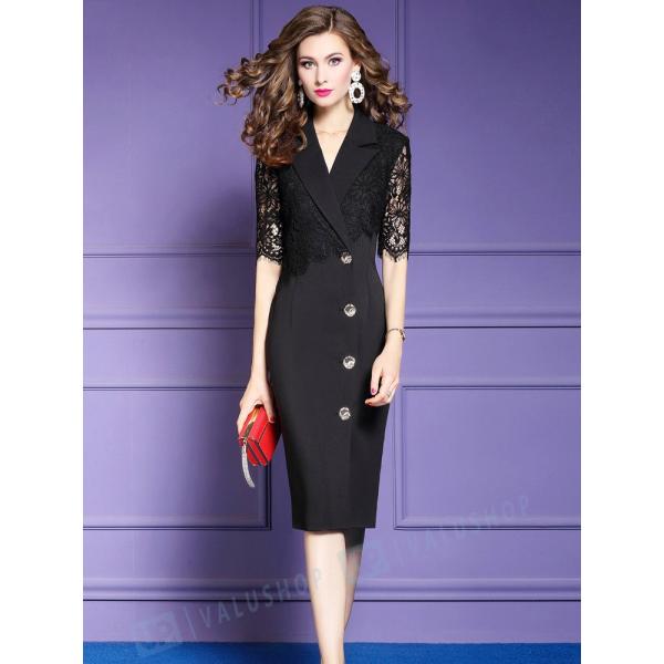 秋 オシャレ レディース ワンピース 仕事用 着痩せ 上品 高品質 レース Ol セール開催中最短即日発送