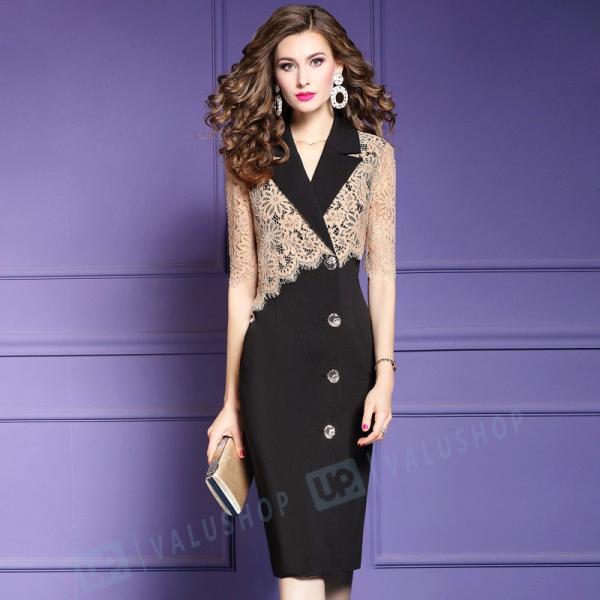 秋 オシャレ レディース ワンピース 仕事用 着痩せ 上品 高品質 レース Ol セール開催中最短即日発送