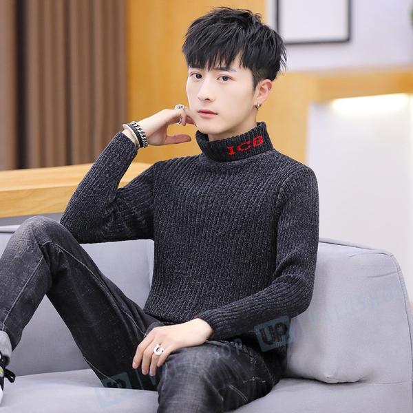 ニット メンズ シンプル カジュアル キレイめ 細身 使い勝手の良い オシャレ 秋冬 新作 暖かい 兄系 薄手 セーター 無地 長袖 トップス