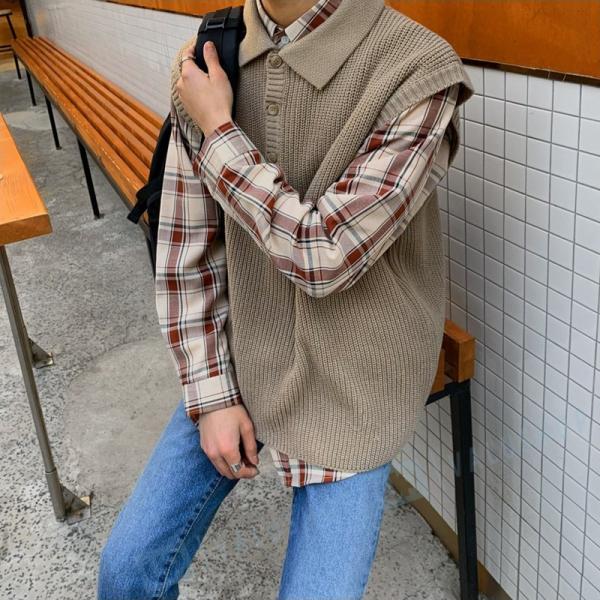 メンズ ベスト 秋冬 カッコイイ 個性的 信託 ニット オシャレ 紳士服 カジュアル 韓国風 10代代30代