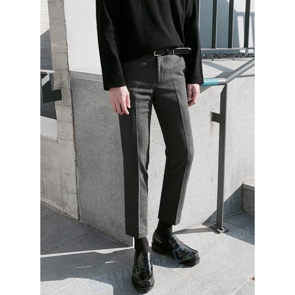 スーツズボン メンズ 無地 カジュアル ダークグレー 冬新作 厚手 ゆったり 韓国風 オシャレ セール特価品